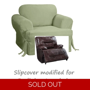 Reclining CHAIR Slipcover T Cushion Cotton Sage Green SureFit Armchair